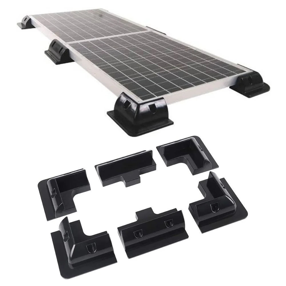 Kit de Fixation Panneau Solaire Sans Perçage – Coins, Supports Latéraux et Boîtier de Jonction pour Toit de Camping-Car, Bateau ou Yacht