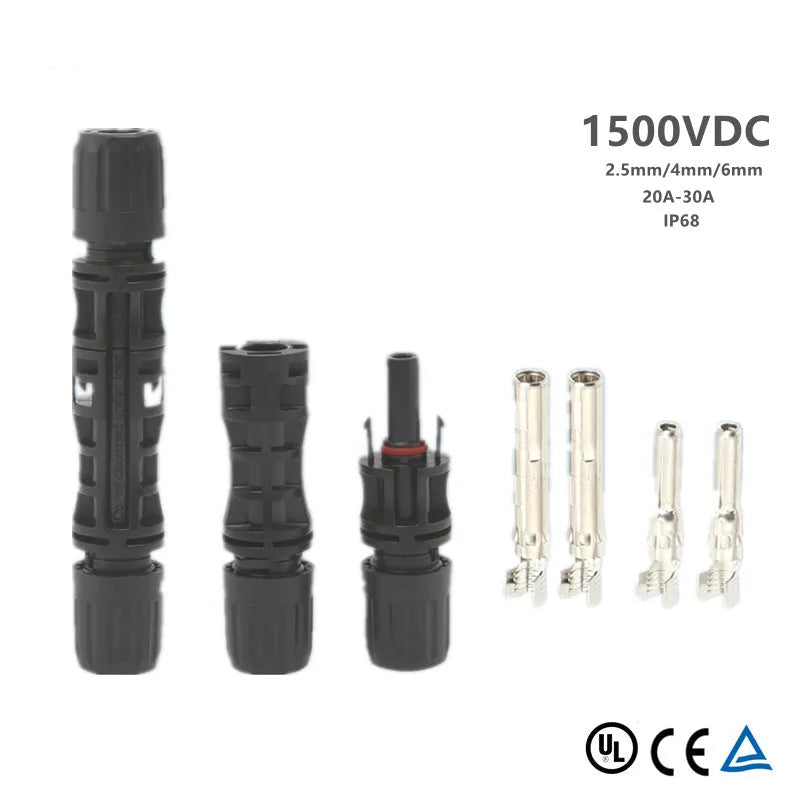 Connecteur Solaire TUV 1500 V 30 A IP68 – Paire Mâle &amp; Femelle Résistants aux UV