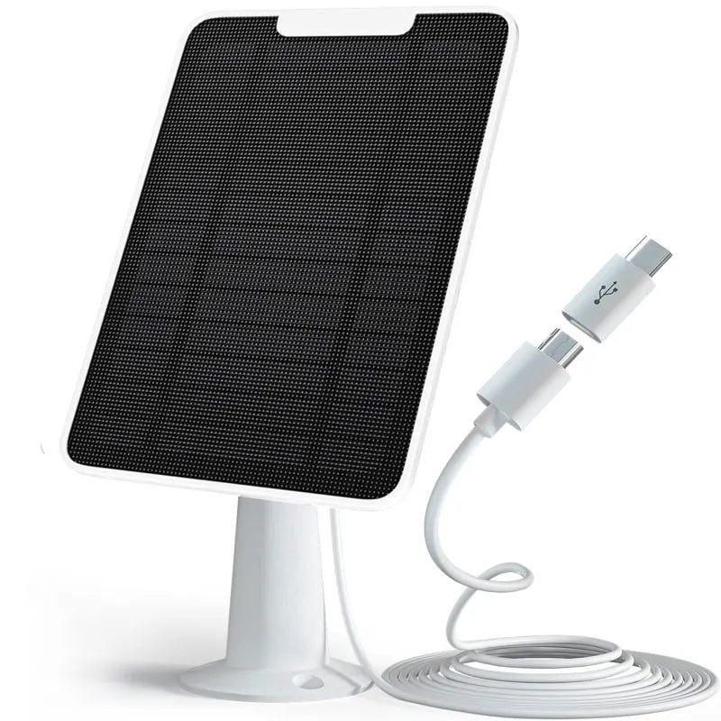 Panneau Solaire Étanche 6 W – Compatible EufyCam 2/3/Ultra & Reolink Argus, 5 V (Monocristallin, Noir/Blanc)