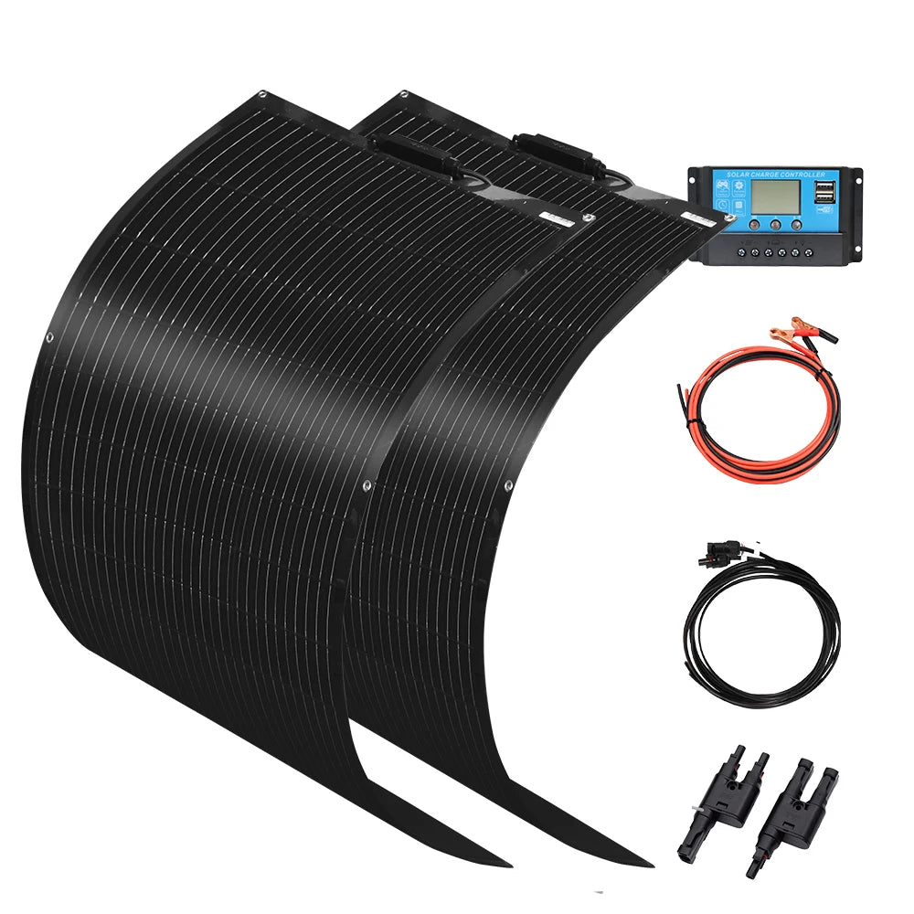 Kit Solaire Flexible 100W à 1000W – Panneaux Off-Grid Autonomes avec Onduleur et Contrôleur 12V/24V