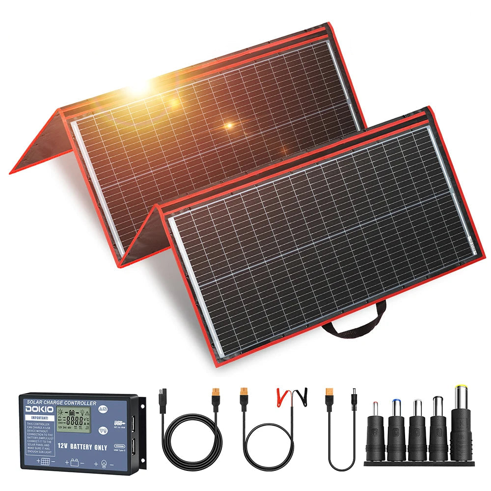 Panneau Solaire Flexible et Pliable – 97W / 150W / 195W / 295W – Avec Régulateur 12V – Pour Camping et Voyages
