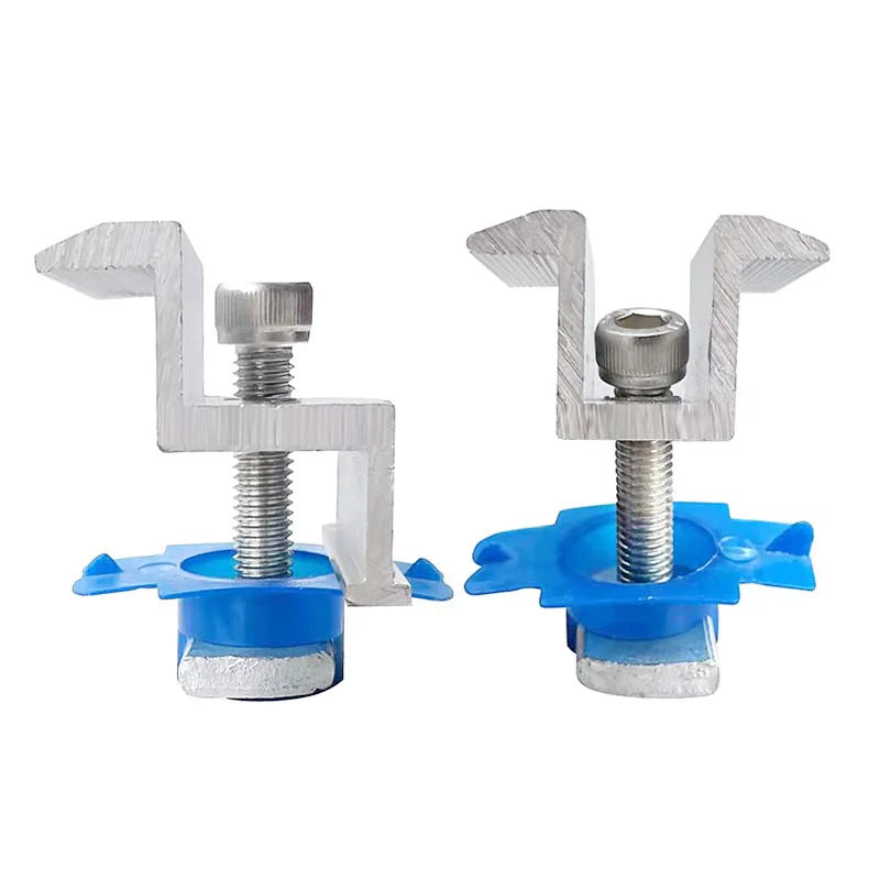 Lot de 10 Pinces de Fixation pour Rail Solaire – Pinces Intermédiaires et Finales Réglables 30–45 mm en Aluminium