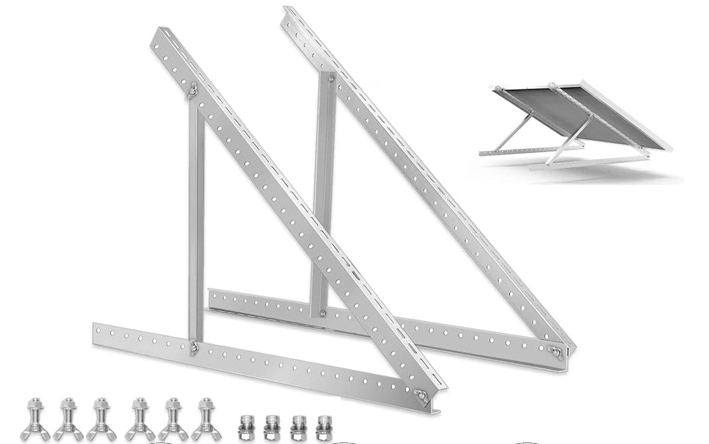 "Support Panneau Solaire 1140 mm – Inclinaison Ajustable 15-60° pour Toit, Balcon, Camping-Car, Bateau - Durable et Facile à Installer"