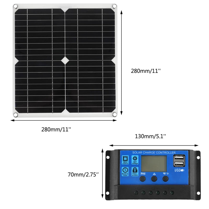 Kit Panneaux Solaires 200W, Contrôleur 30-60A, Chargeur Energie Solaire Portable 18V, Idéal pour Camping, Voiture, Bateau, RV, Plaque Solaire pour Banque Batterie