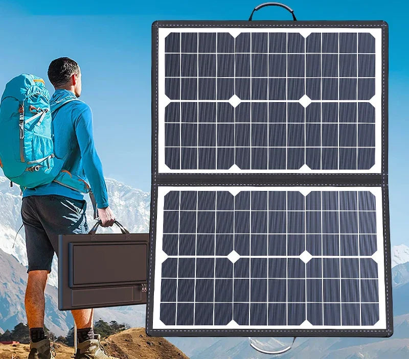 Kit Panneau Solaire Pliable 1000W – Station d’Énergie Portable MPPT avec USB, Type-C et 18V DC pour Camping, Voiture, Bateau, Caravane