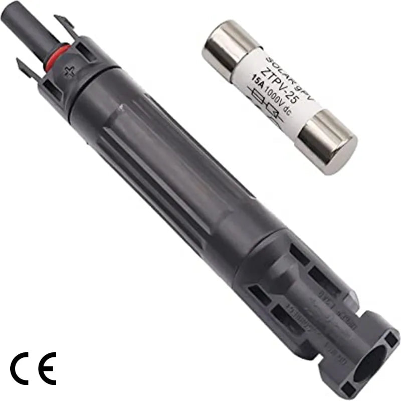 Porte-Fusible Solaire En Ligne 1000V IP67 – Connecteur PV avec Fusible 10x38mm 15A/20A/25A/30A/32A pour Panneaux Solaires