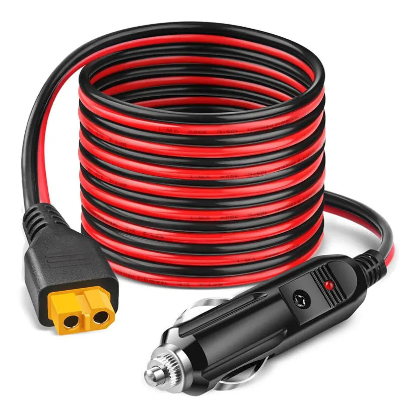 Câble Allume-Cigare 12V/24V vers XT60 – 12AWG 3m/6m – Pour Générateur Solaire ALLPOWERS, EcoFlow River & Delta