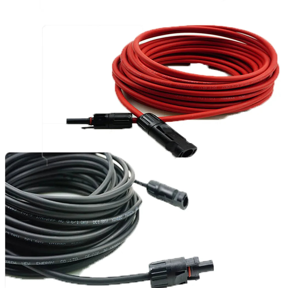 Lot de 2 Câbles Solaires 4mm² 12AWG Rouge & Noir avec Connecteurs MC4 – Extension Cuivre pour Panneaux Solaires