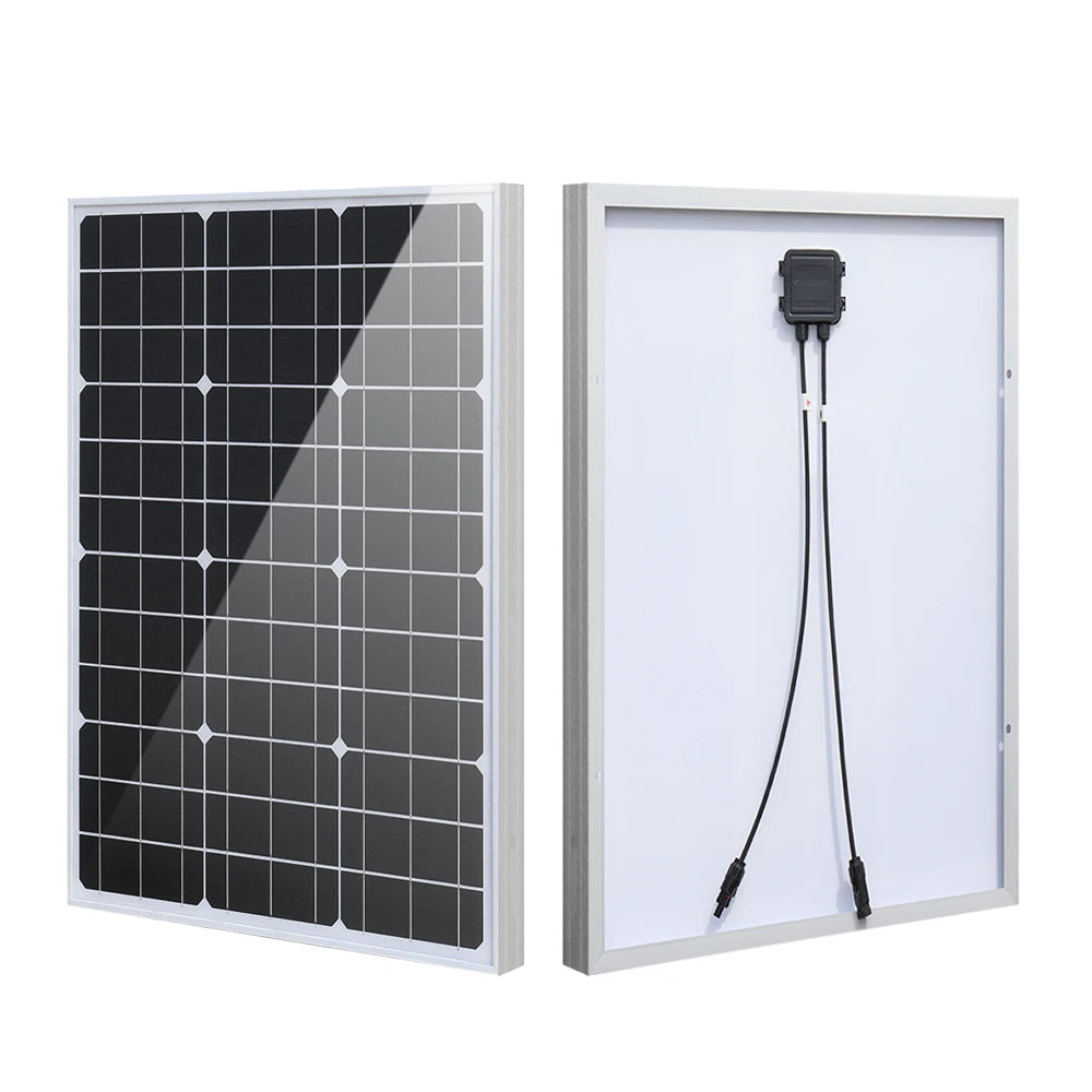 Panneau Solaire Monocristallin 10W / 20W / 50W – 18V, Haute Efficacité pour Camping, Toiture, Marine, Ferme