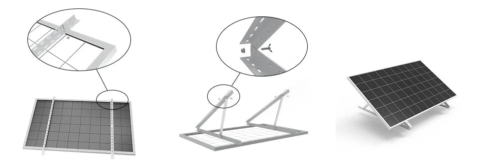 "Support Panneau Solaire 1140 mm – Inclinaison Ajustable 15-60° pour Toit, Balcon, Camping-Car, Bateau - Durable et Facile à Installer"