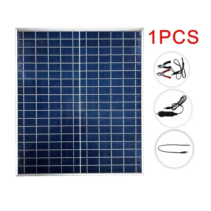 Kit Batterie Externe pour Panneau Solaire Photovoltaïque 12V 500W 1000W, Contrôleur 100A, Plaque Solaire pour Maison, Camping, RV, Voiture - Chargeur Rapide