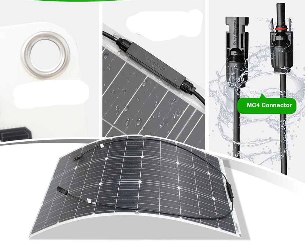 Kit Panneau Solaire Flexible 12V  – 100W / 200W – Monocristallin Étanche avec Contrôleur – Spécial Camping-Car, Van & Outdoo