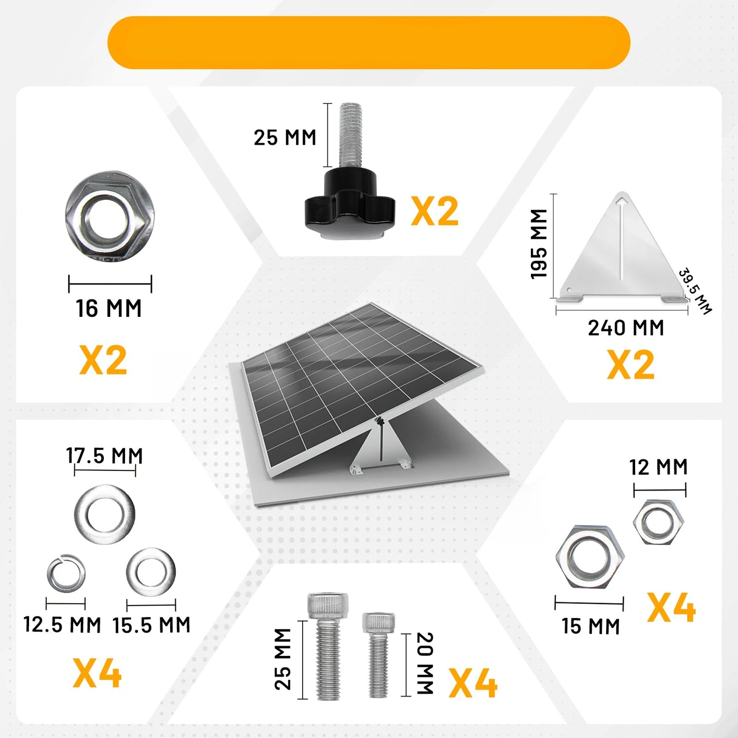 "Supports Inclinables pour Panneaux Solaires 0-17°, Installation Photovoltaïque sur Camping-Car, Toit, Bateau - Solution Energie Renouvelable Mobile"
