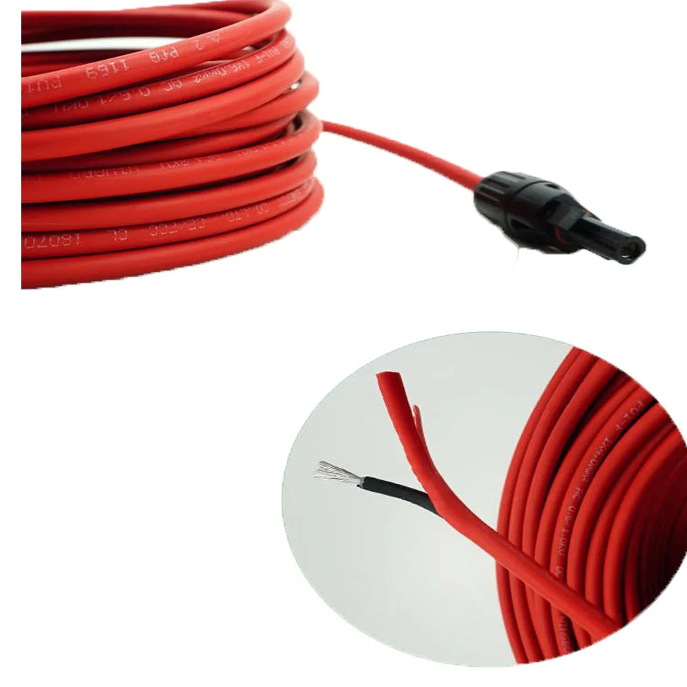 Lot de 2 Câbles Solaires 4mm² 12AWG Rouge & Noir avec Connecteurs MC4 – Extension Cuivre pour Panneaux Solaires