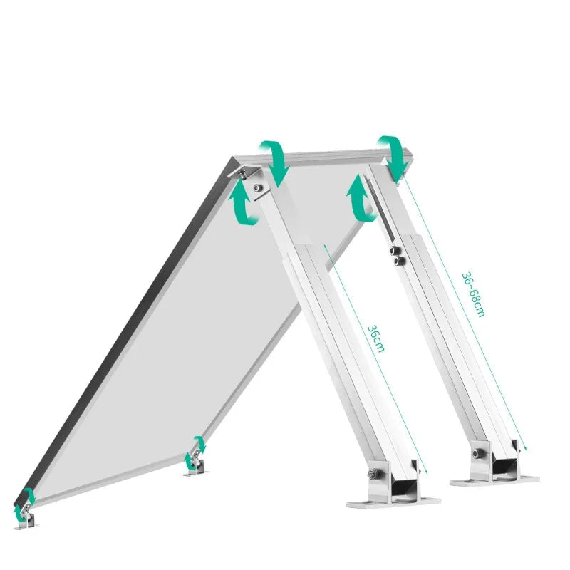 Support Inclinable Réglable en Aluminium pour Panneau Solaire – 30" pour Modules 100W à 300W, Toit de Camping-Car, Bateau ou Abri