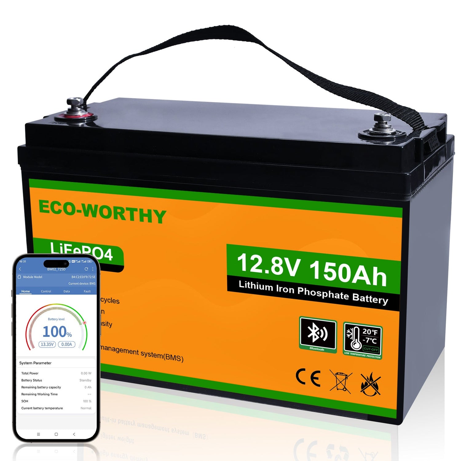Batterie Lithium LiFePO4 – 150Ah – Bluetooth Intégré – 12V