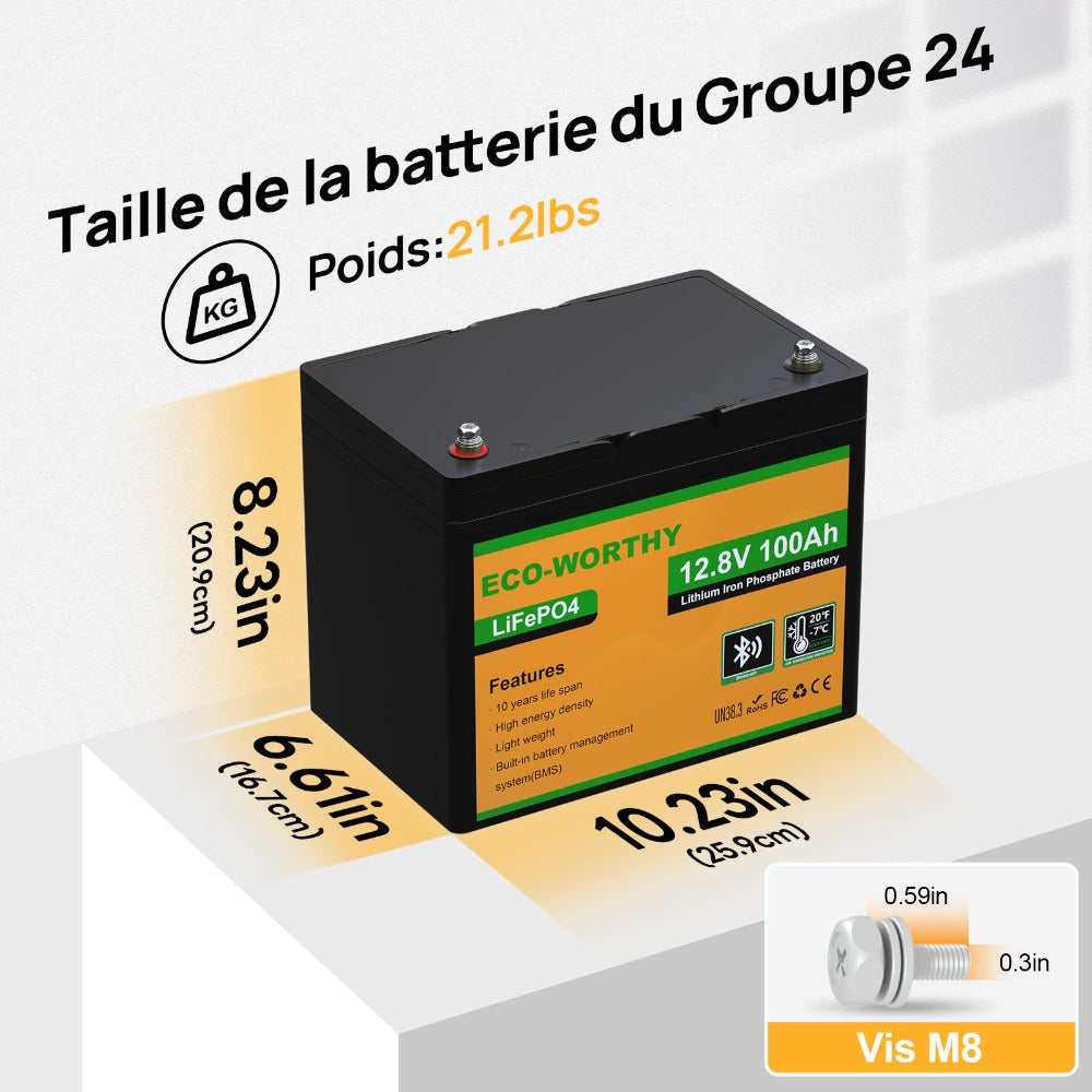Batterie Lithium – 12V 100Ah – Bluetooth intégré – Protégée contre basses températures