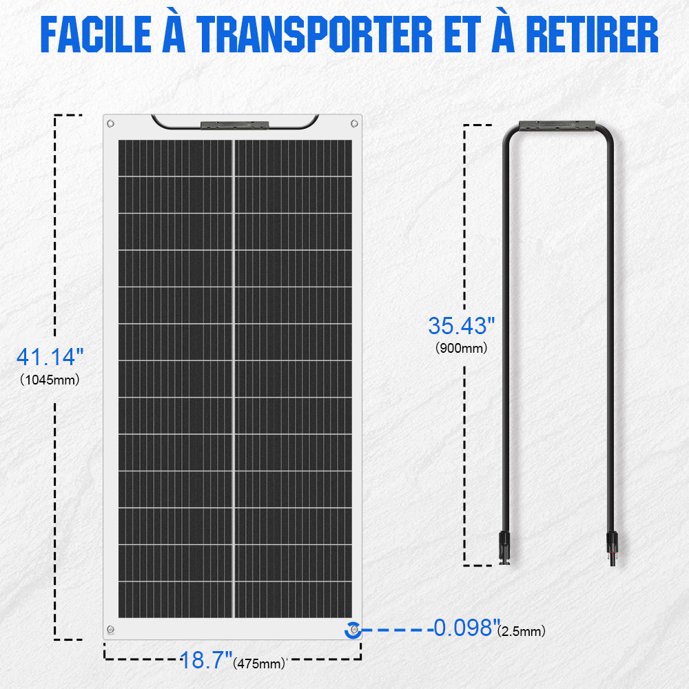 Panneau Solaire Flexible - 100W - Usage Universel - 12V