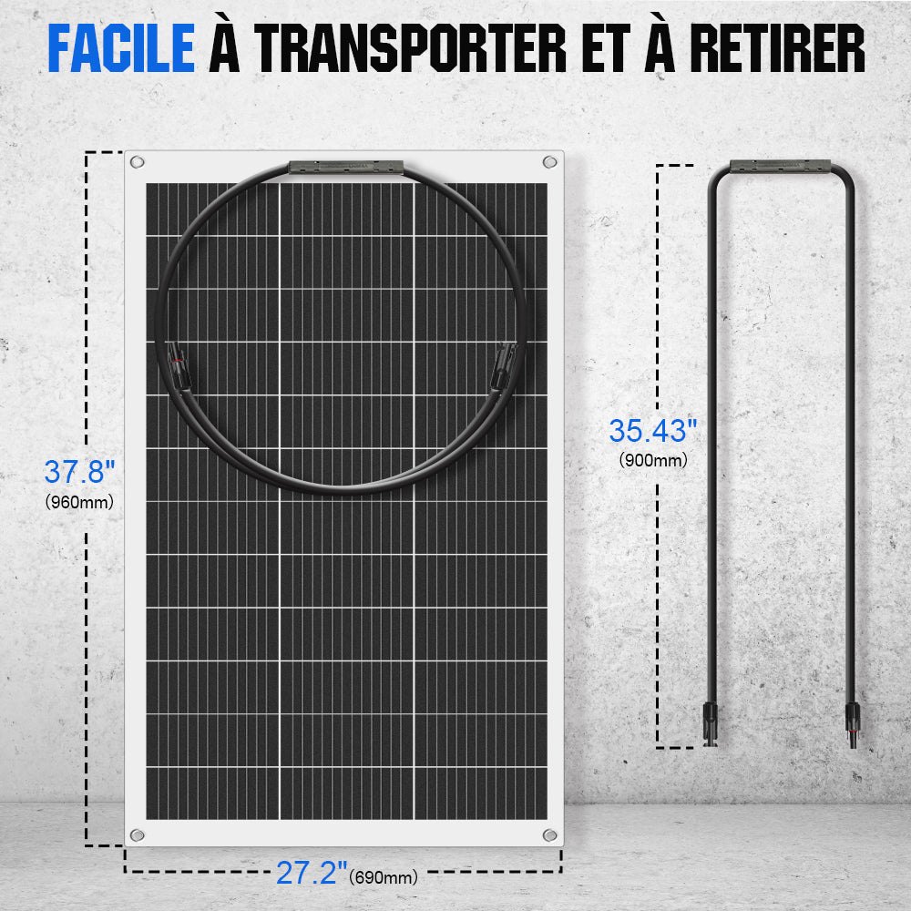 Panneau Solaire Flexible - 130W - Utilisation 12V - Monocristallin