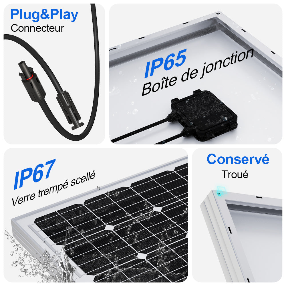 Panneau Solaire Monocristallin - 170W - Usage 12V