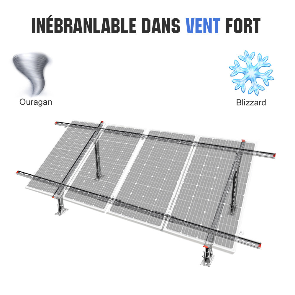 Supports Montage Panneaux Solaires – Réglables – 1 à 4 Panneaux
