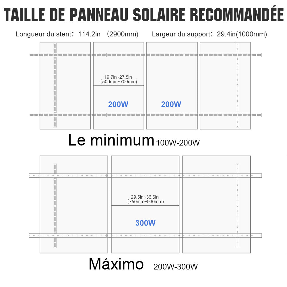 Supports Montage Panneaux Solaires – Réglables – 1 à 4 Panneaux