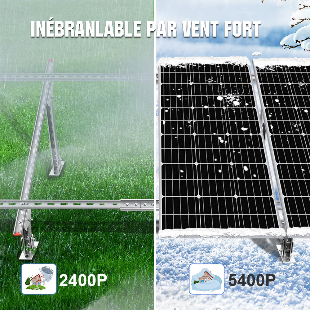 Supports Montage Panneaux Solaires – Réglables – 1 à 4 Panneaux
