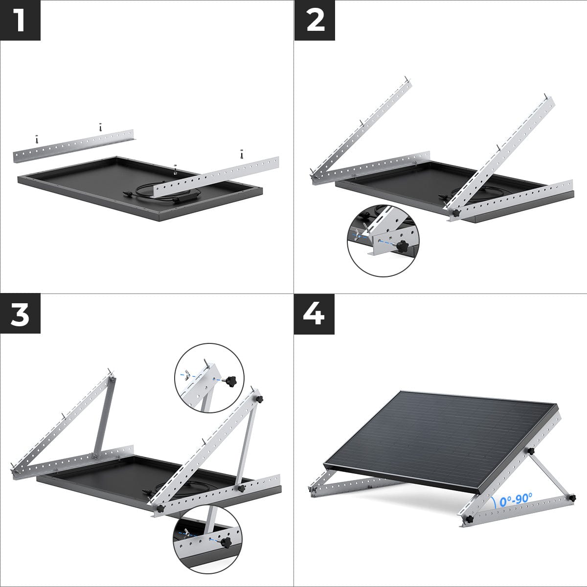 Support Solaire Ajustable - 28 Pouces (71cm) - Pour Installation Photovoltaïque